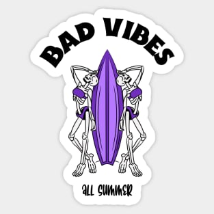 bad vibes surf board Sticker